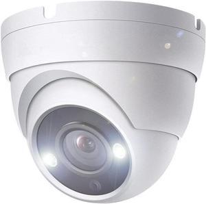 2MP HD Full Color Night Vision Dome TVI CCTV Surveillance Security Coax Camera with Visible White LED Lights, Compatible with Analog TVI CVI AHD DVR, 2.8mm Wide Angle, 65ft Night Vision, Outdoor