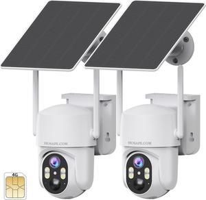 4G LTE Cellular Security Camera Wireless Outdoor, Solar Battery Powered Cameras for Home Surveillance, PIR Human Detection, 2K Color Night Vision, 2-Way Audio, Cloud & SD Card, Works with Phone APP