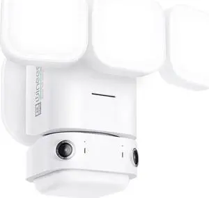 winees Floodlight Camera, Wired 2K HD Dual-Lens Outdoor Security Camera, 180 Degree Panoramic Motion Detection, 3000 Lumens, Color Night Vision, 110dB Siren, 2-Way Audio (White)