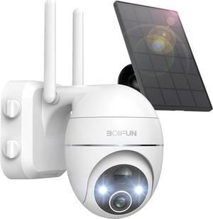 Solar Security Camera Outdoor, 2K Wireless WiFi 360° PTZ Camera, Solar Powered Security Cameras with Spotlight & Siren, Color Night Vision, PIR Motion Detection, 15000mAh Battery, 2 Way Audio, IP65