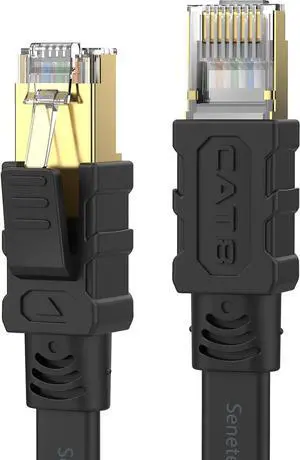 Cat 8 Ethernet Cable 25FT, High Speed 40Gbps 2000Mhz Flat Internet Network Patch Cord, RJ45 Shielded Outdoor&Indoor LAN Cable, Compatible for Gaming, PC, PS5/4/3, Xbox, Modem, Router