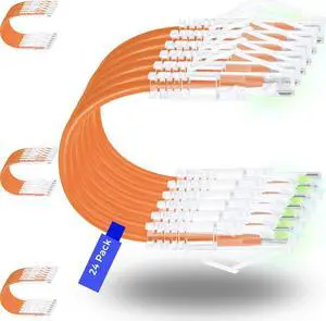 Patch Cables Cat6/ Cat6a 0.5ft (24 Pack) Slim, Cat6a Ethernet Patch Cable 10G Support, Snagless Cat 6 Patch Cable for Patch Panel to Switch, Flexiable Cat6 Ethernet Cable Orange