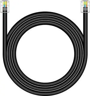 CAT5 / CAT5e RJ11 Data Cable DSL Cable 15ft High-Speed DSL Modem Cable Twisted Wire UTP RJ11 6P4C Male to Male Black - 15 Feet