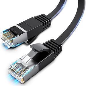 Cat 6 Ethernet Cable, 3FT/6FT/10FT/15FT/20FT/30FT/50FT/100FT Flat High Speed Internet & Network Cable, RJ45 Connectors,Professional LAN Cable,Shielded for Indoor & Outdoor Use (20FT-CAT6)
