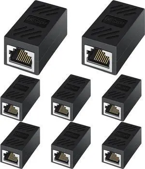 RJ45 Coupler, Ethernet Coupler, Ethernet Network Cable in line Coupler for Cat7/Cat6/Cat5e/Cat5, Ethernet Network Cable Extender Female to Female 8Pack