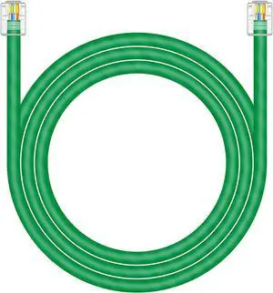 CAT5E RJ11 Data Cable DSL Cable 10ft Heavy Duty High-Speed DSL Modem Cable UTP Compatible with ATT RJ11 6P4C Male to Male Green - 10 Feet