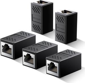 Ethernet Coupler, 5 Pack 1000Mbps High Speed Ethernet Extender for Cat7 Cat6 Cat5e Cat5 Cable, Plug and Play, Female to Female Ethernet Connector, in Line Coupler