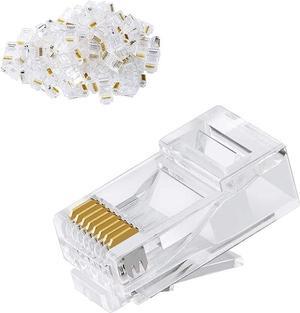 CableCreation Cat6 RJ45 Connectors, 100-PACK Cat6 RJ45 Ends, Ethernet Cable Crimp Connectors UTP Network Plug for Solid Wire and Standard Cable, Transparent