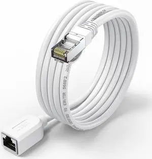 CAT 6 Ethernet Extension Cable White 10FT, RJ45 8P8C Extender Male/Female, Internet Cable Extender Patch Cords for Router Modem Smart TV PC POE Ethernet Cord Extender