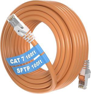 Ethernet Cable 100ft, Cat 7 Outdoor Cable SFTP Triple Shielded Ethernet Cable Indoor, High-Speed 10Gbps 600MHz Network Cable, Waterproof/UV Resistant, Direct Burial, LAN Cable RJ45 for Router/Gaming