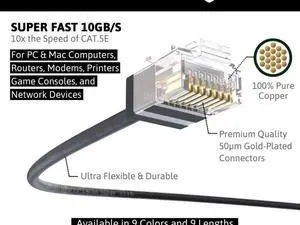 InstallerParts Ethernet Cable CAT6A Super Slim Cable UTP 3 FT (10 Pack) - Black - Professional Series - 10Gigabit/Sec Network/High Speed Internet Cable, 550MHZ, 32AWG