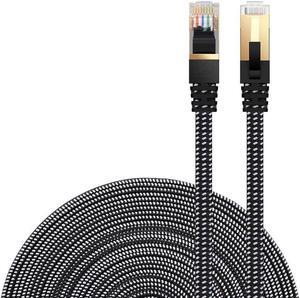 Cat 8 Ethernet Cable, Nylon 16ft CAT8 High Speed Professional Gold Plated Plug STP Wires CAT 8 RJ45 Ethernet Cable 3ft 10ft 16ft 26ft 33ft 50ft 66ft 100ft(Black 16ft)
