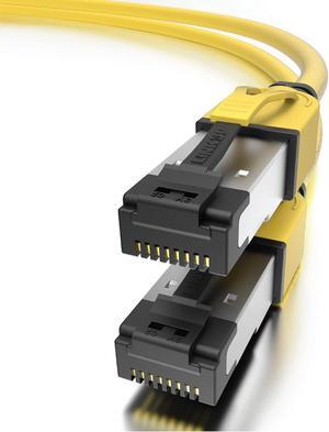 LINKUP  [40Gbps Certified] Cat8 Ethernet Patch Cable Double Shielded2000MHz (2GHz) Cat8.1Future Proof LAN Wires Compatible with Cat7A, Cat7, Cat6A, 25G, 10G, 1G Network [Yellow] - 3ft (0.9M)