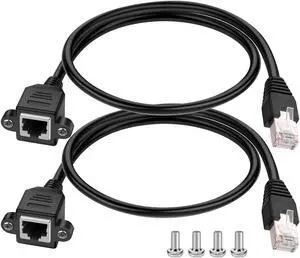 iGreely Ethernet Extender 2Pack RJ45 Male to Female Screw Panel Mount Cat6/Cat5e/Cat5 Ethernet LAN Network Extension Cable 2ft/60cm CAT6