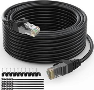Cat6 Ethernet Cable(100 Feet) Cat6 Network Cord,RJ45 Patch Cable Support Cat6,Cat5E,Cat5-Include 25 Ties and 25 Cable Clips