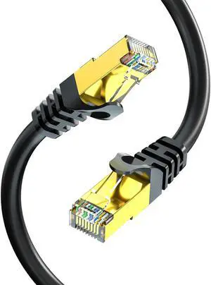 Cat7 Ethernet Cable 100ft, Cat7 Outdoor Cable Triple shielding SSTP 10Gbps 600MHz Ethernet Patch Cable for Modem Router LAN RJ45, UV/Water Proof, Direct Burial, PE Jacket