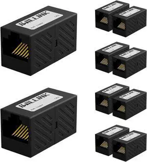 Iwillink RJ45 Coupler 10-Pack, Ethernet Coupler, RJ45 Connector for Cat6/Cat5e/Cat5 Ethernet Cable, Extender Adapter Female to Female, Black