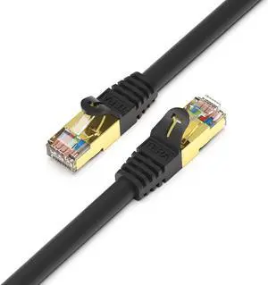 14FT - Premium CAT7 Double Shielded 10 Gigabit 600MHz Ethernet Patch Cable for Modem Router LAN Network, Gold Plated Shielded RJ45 Connectors, Faster Than CAT6a CAT6 CAT5e, Black 14FT - Premium CAT7 Double Shielded 10 Gigabit 600MHz Ethernet Patch Cable for Modem Router LAN Network, Gold Plated Shielded RJ45 Connectors, Faster Than CAT6a CAT6 CAT5e, Black