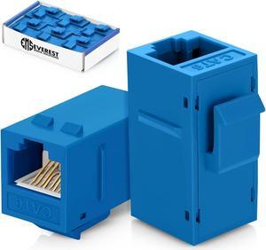 Everest Media Solutions RJ45 CAT6 Keystone Coupler in Blue - 12-Pack - Female to Female Ethernet Keystone Jack for Standard Wall Plates & Patch Panels - UTP Inline RJ45 Coupler Extender