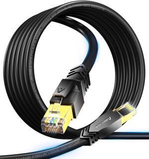AMPCOM 6.6ft Cat8 Ethernet Cable Ultra Flexible, Super Soft Network Patch Cord High Speed 40Gbps 2000Mhz S/FTP Double Shielded LAN Cable for Gaming, PS5, PoE, 5G Internet, Router, Black
