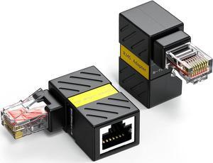 2 Pack Cat6 Ethernet Extenders 360° Rotation, Cat5 Cat6 Extension Adapter 90 Degree Right Angle Network LAN RJ45 Male to Female Connector (RJ45 RightAngle)