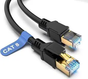 Cat 8 Ethernet Cable 25 FT, High Speed Network Cable 40Gbps 2000MHz, 26AWG Heavy Duty LAN Cable Shielded in Wall, PE Jacket for Modem Router, Indoor&Outdoor