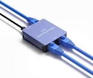 RJ45 Gigabit Ethernet Splitter 1x2 RJ45 Splitter High Speed 1000Mbps Network 1 in 2 Out (2 Devices Networked Simultaneously) Compatible with Cat5/Cat5e/Cat6/Cat6a/Cat7/Cat8 CablesSilver