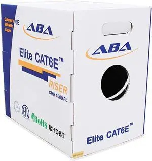 Infinity Cable Cat6e CMR Riser 600MHz UTP, 24AWG, Solid, Bare Copper, 1000 Feet, UL Certified, Ethernet Cable, Easy To Pull (Reelex II) Box, White