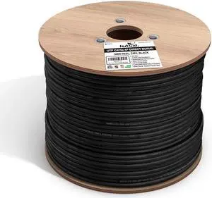 fast Cat. Cat5e Outdoor, 500ft, Waterproof Direct Burial Rated CMX, Black 24AWG Solid Bare Copper, 350MHz, UL Listed, Unshielded UTP, Bulk Ethernet Cable