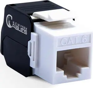 Cat6 RJ45 Vertical Keystone Jack - 180 Degree UTP Toolless Ethernet Adapter, Compatible with Cat6 unloaded Blank Patch Panel (Pack of 10, Half White & Black)