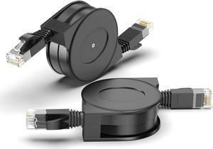 Cat6 Ethernet Cable Retractable rj45 8p8c Flat Gigabit Network Cable Laptop Internet Connection Jumper 2pcs (5.9 feet /1.8M)
