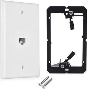 CAT.6 RJ45 Ethernet Wall Plate, OZXNO 1-Pack RJ45 Female to Female Keystone Jack Wallplate Removable Cat6 Inline Coupler Faceplate with Low Voltage Mounting Bracket Device (1 Port)