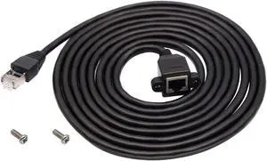RJ45 Ethernet Cable Cat 6 Female to Male Shielded Ethernet Network Connector Screw Panel Mount Extension Cable for Router, Modem (3M/10ft)
