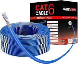 CAT 6 Ethernet Cable 1000ft Indoor Easy Pull Box 10Gbps Premium Quality High-Speed Bulk CAT6 Cable 1000ft Unshielded Copper Clad Aluminum (CCA) 23AWG 550MHz 1000 FT CAT 6 Cable - Blue