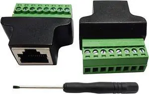 zdyCGTime RJ45 Female Plug to 8P 8C Female Bolt Screw Type terminals Ethernet Net Network Plug Cable for AV CCTV UTP DVR Cat5 Cat5e Cat6 Cat7 in-Line Coupler 300V 8A(2 Pack/F)