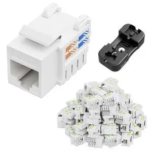 iwillink 10Gbps Cat6 Keystone Jack and Punch-Down Stand, 50-Pack, RJ45 Ethernet Keystone Jacks, 90-Degree UTP Modular Punch Down Keystone Jack Adapter, White iwillink 10Gbps Cat6 Keystone Jack and Punch-Down Stand, 50-Pack, RJ45 Ethernet Keystone Jacks, 90-Degree UTP Modular Punch Down Keystone Jack Adapter, White