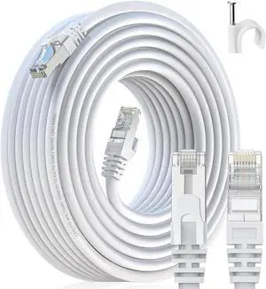 Cat 6 Shielded Ethernet Cable 50ft, 23 AWG Cat 6 Patch Cable, High Speed Cat 6 RJ45 LAN Network Cable for Router, Gaming, Modem, CCA Copper Clad