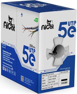 Cat 5e Ethernet Cable 1000ft, CMR- Insulated Solid Bare Copper Wire Cat5e Cable with FastReel, 24 AWG, ETL - 350MHZ / Gigabit Speed Unshielded UTP Network Cable (Black)