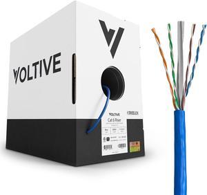 Voltive Cat6 Riser (CMR), 1000ft, Blue - Solid Bare Copper Bulk Ethernet Cable - UTP - 600MHz - UL Certified & ETL Verified