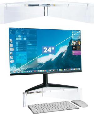 DuraClear Acrylic Corner Monitor Stand for Desk Corners - 3.5" Elevation, Triangle Monitor Stand for Monitors with Triangular Base