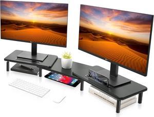 suptek Dual Monitor Stand Riser, Laptop Computer Monitor Stand Riser for 2 Monitors,44 lbs,Metal Desktop Organizer Stand PC Riser for PC Monitor Laptop Printer, MST023