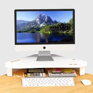 Monitor Stand Riser, Computer Monitor Stand, Wood Monitor Riser,Triangle Computer Monitor Stand Riser,White Monitor Stand for desk, Multi-Purpose Desktop Storage Stand for Computer,Laptop,Printer