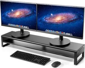 Vaydeer 2 Tiers Dual Monitor Stand USB 3.0 Aluminum Monitor Riser Strong & Sturdy Suitable for Computer,PC Monitor, Laptop, TV, Printer Metal Desk Organizer black