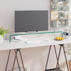 vidaXL Tempered Glass TV Stand - Modern Monitor Stand Riser for Multimedia Devices, Streamlined TV Console with Storage, Clear