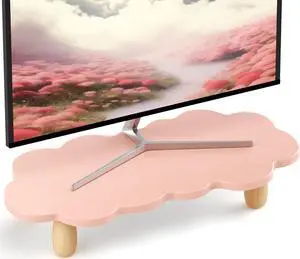 Monitor Stand Riser,Sheep Shape Sturdy Wood Computer Monitor Stand, Monitor Stand Riser, Multi-Purpose Desktop Organizer Riser for Computer,Laptop,Printer,TV,Pink