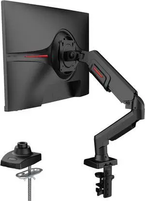 KOORUI Single Monitor Mount, Rotation, Swivel, Tilt, Adjustable Gas Spring Monitor Arm Fits 17-32inch, 4.4-19.8lbs Monitor, Monitor Stand for Desk with C-clamp/Grommet Mounting Base