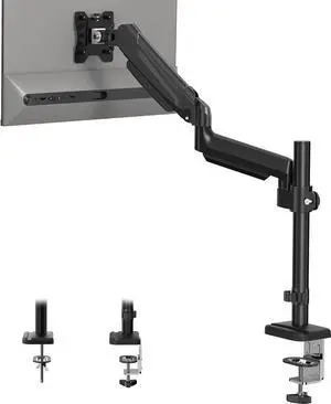 BONTEC Single Monitor Arm Desk Mount for 13-34 Inch Screens, Adjustable Gas Spring Arm with Tilt, Swivel, Rotation, VESA 75x75mm 100x100mm, Holds up to 19.8lbs, C-Clamp & Grommet Base, Ergonomic Stand