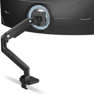 Ultrawide Monitor Arm for 17 to 49 Inch Heavy Duty Curved Monitor, Holds 44 Lbs, Adjustable Gas Spring Monitor Arm Desk Mount with C Clamp, Grommet Base, 75/100 Vesa Mount, Black
