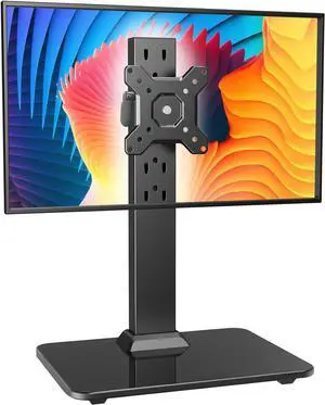 HUANUO Monitor Stand, Holds up to 44lbs Freestanding VESA Monitor Mount for 1334 Screens, 5 Height Options, Swivel Desk Monitor Stand Riser with 360° Rotation, 75x75mm/100x100mm VESA