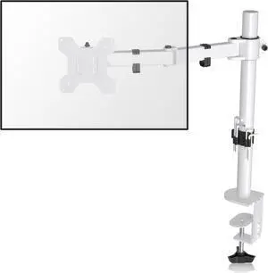Suptek Single Monitor Mount,Adjustable Monitor Arm Desk Mount for Max 27 Inch,Monitor Stand Fit VESA 75x75&100x100,up to 22lbs,with C-Clamp and Grommet Base,White(MD9421S)